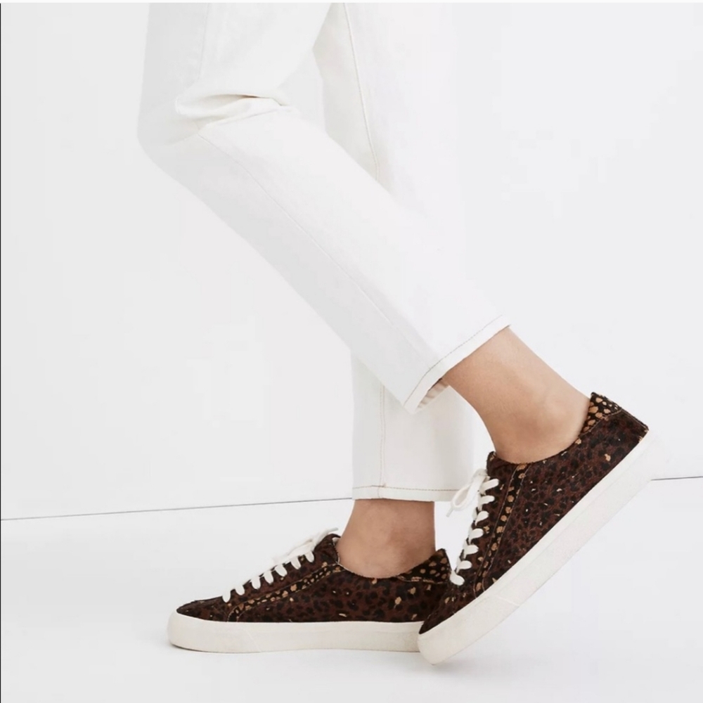 Madewell sidewalk sneaker dyed calf hair animal print leopard cheetah size 7.5
